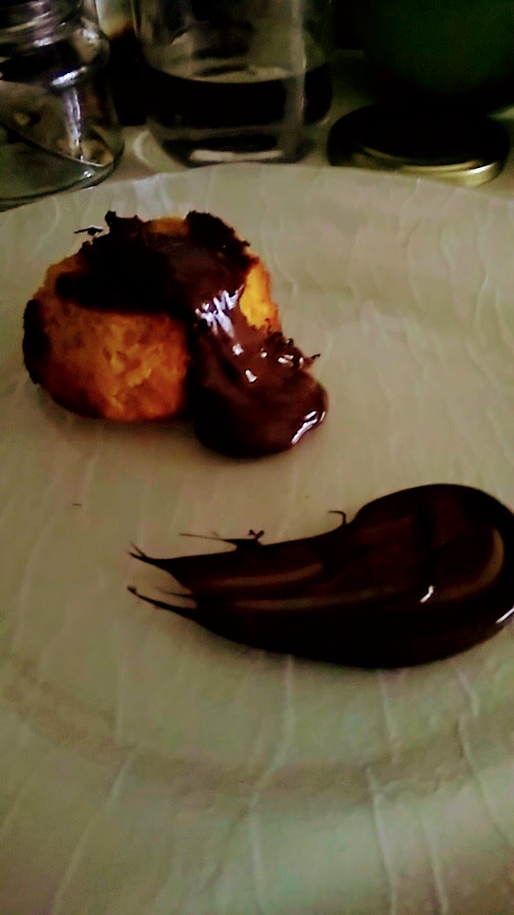 Budino di zucca e amaretti con cremoso al cioccolato