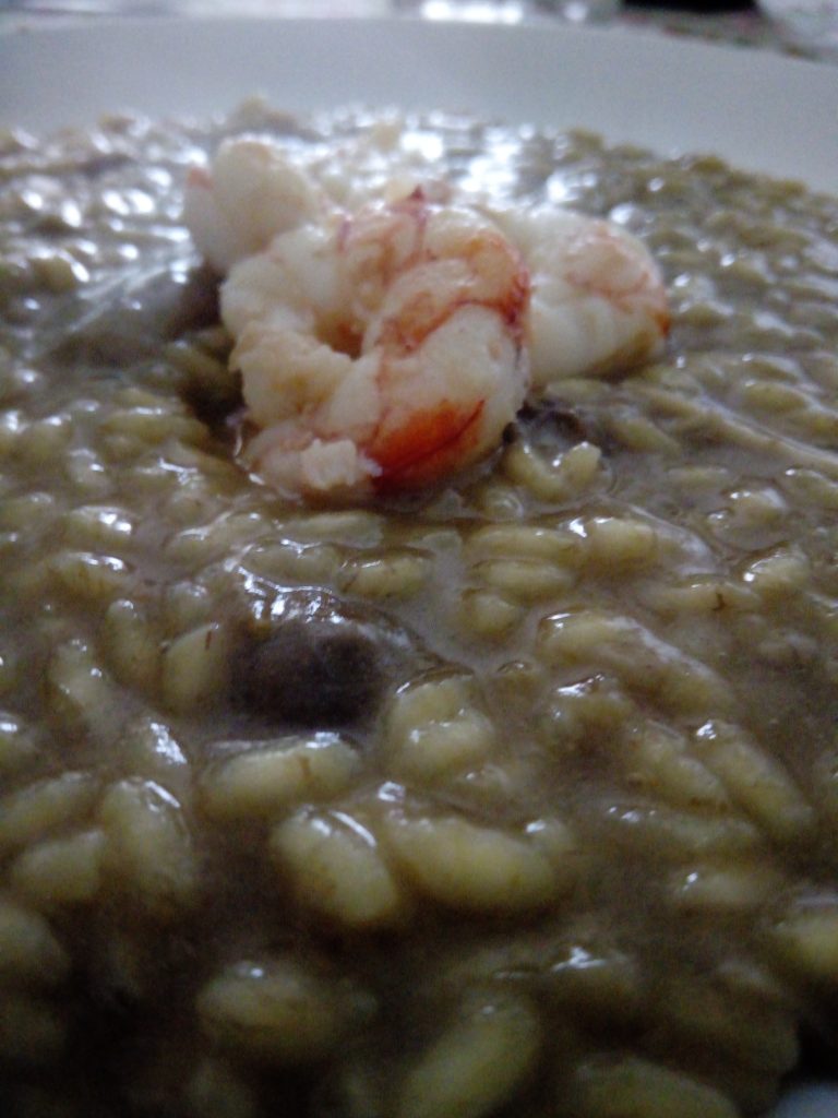 Risotto ai funghi porcini gamberi e la loro bisque