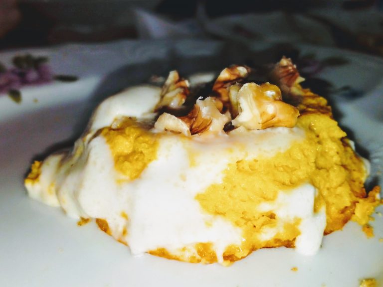Sformatino di zucca con fonduta di parmigiano e noci